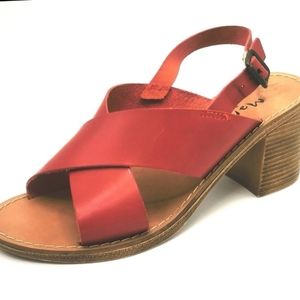 Mariella Red Block Heel Sandals Size 9 (40)